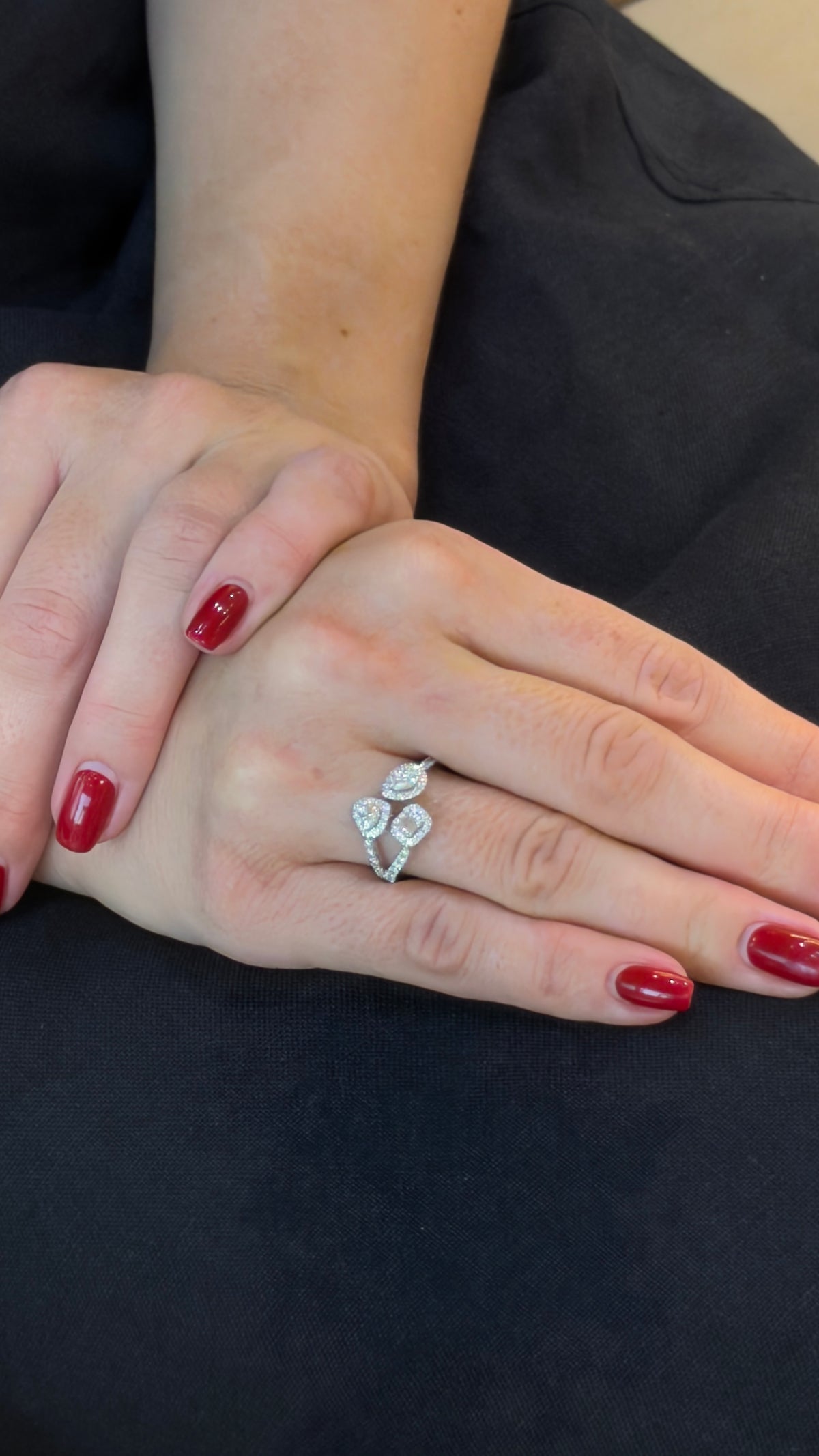 Mixed-Cut Halo Diamond Open Ring - additional view