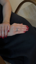 Sculptural Sapphire Emerald Oval Duo Ring - additional view