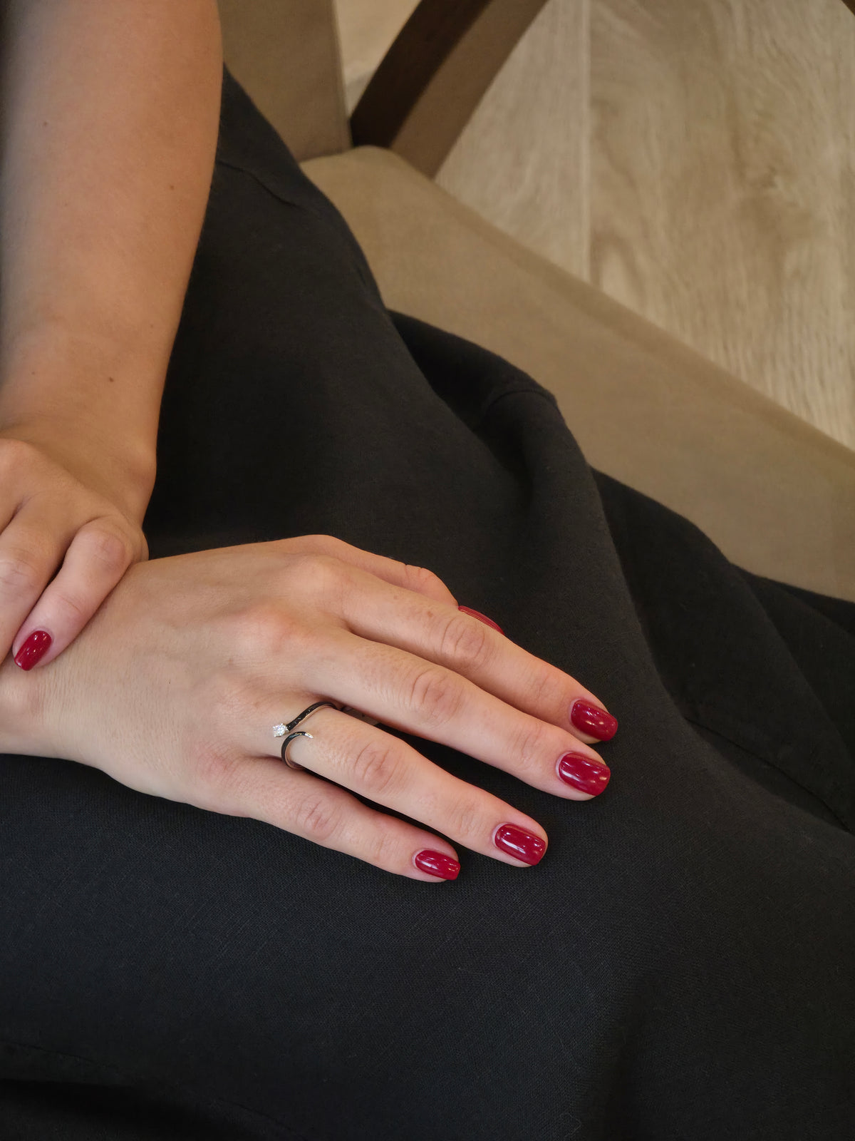 Sleek Oval Diamond Bypass Ring - additional view