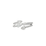 White gold wave ring with pear diamonds and round diamond bands