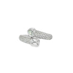 White gold open ring with heart and emerald-cut diamond ends