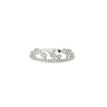 White gold band ring with diamond butterfly motifs