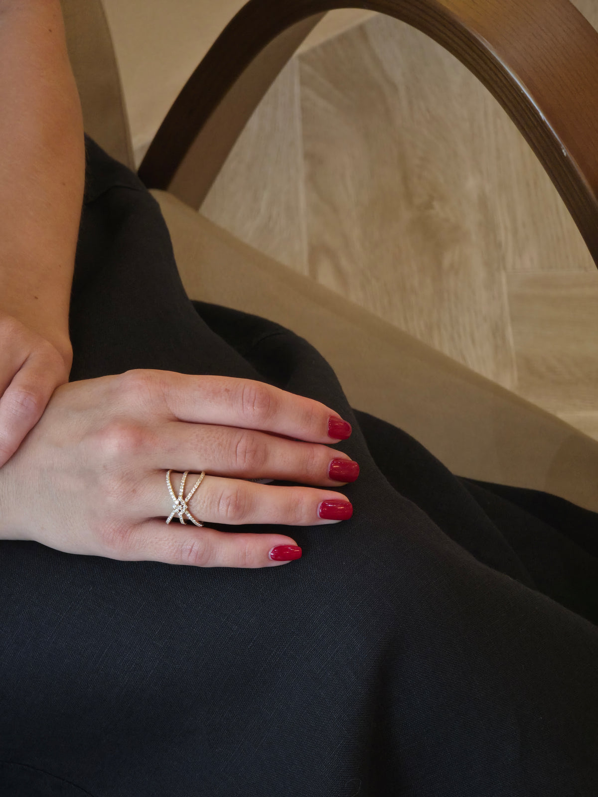 Striking Diamond Starburst Yellow Gold Ring - additional view