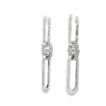 White gold chain-link dangle earrings with round diamond detailing