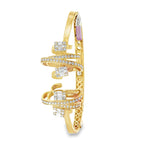 Diamond Link Yellow Gold Bangle angled view