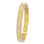 Ribbed Diamond Yellow Gold Bangle angled view