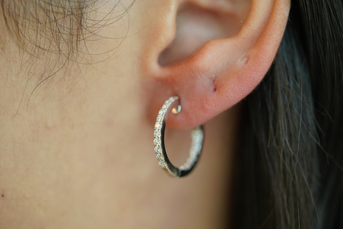 Round Diamond Inside-Out Hoop Earrings - additional view