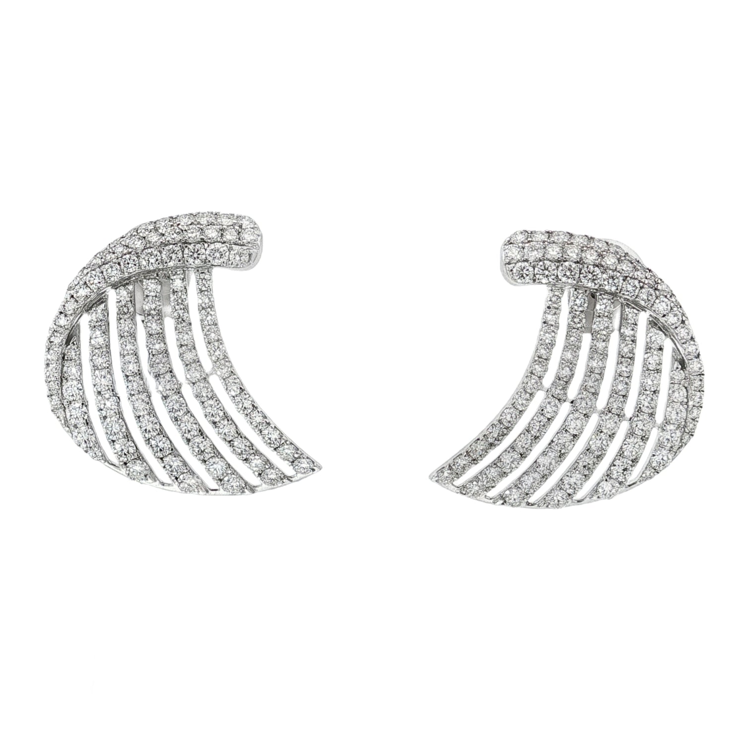 Pavé Diamond Fan Earrings front view