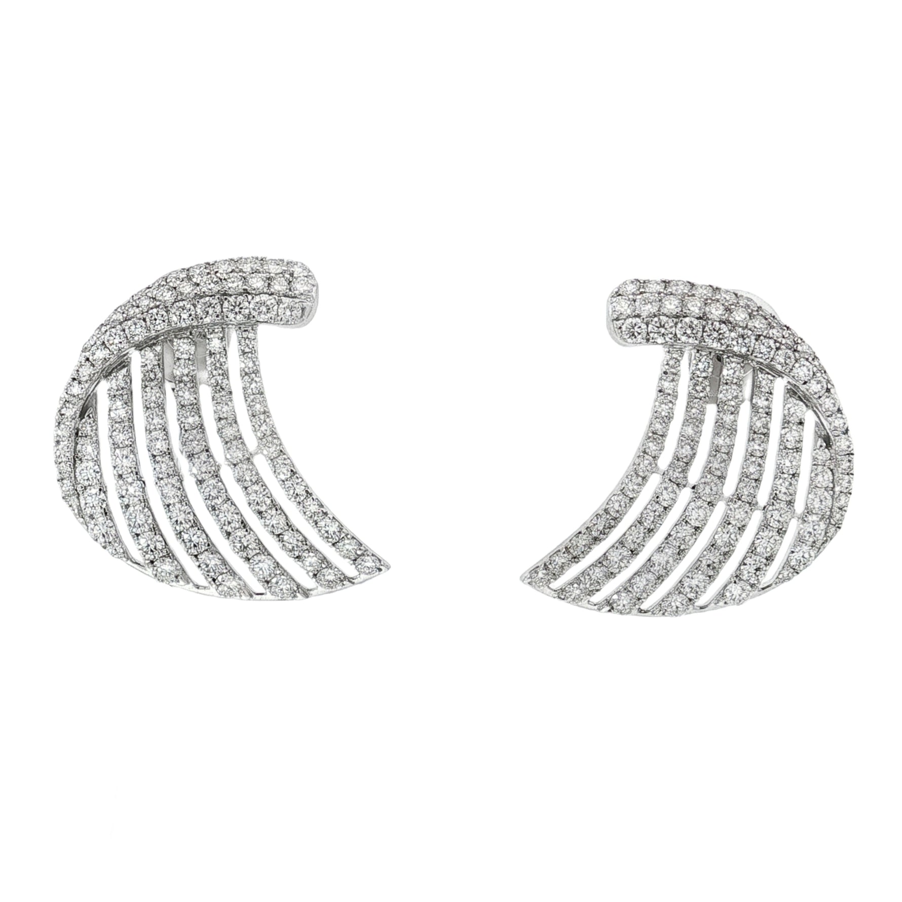 Pavé Diamond Fan Earrings front view