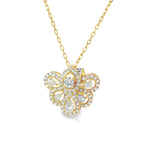 Pear Diamond Rosette Yellow Gold Pendant front view