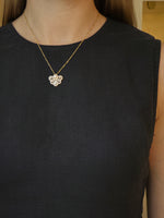 Elegant Pear Diamond Rosette Yellow Gold Pendant - additional view