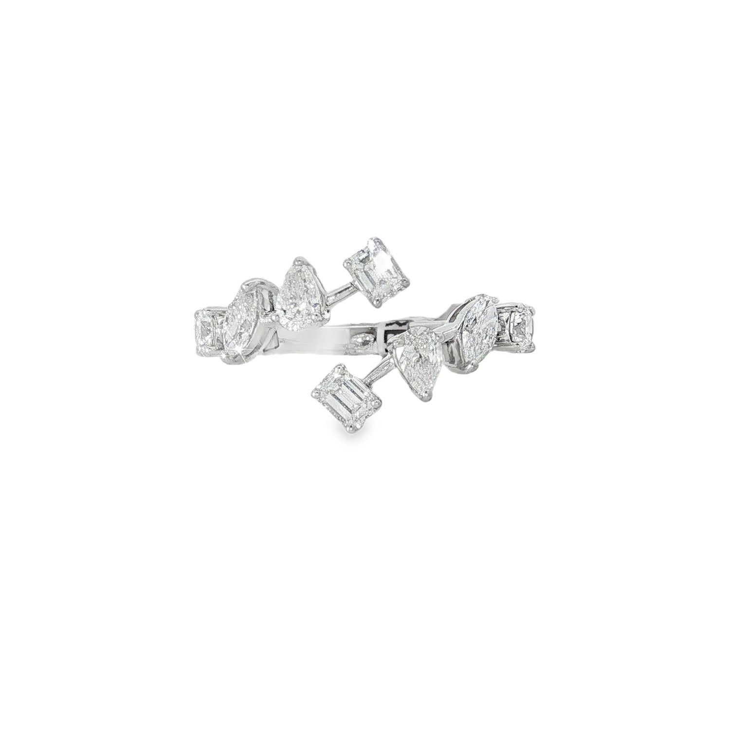 Scattered Mixed-Cut Diamond Open Ring front view