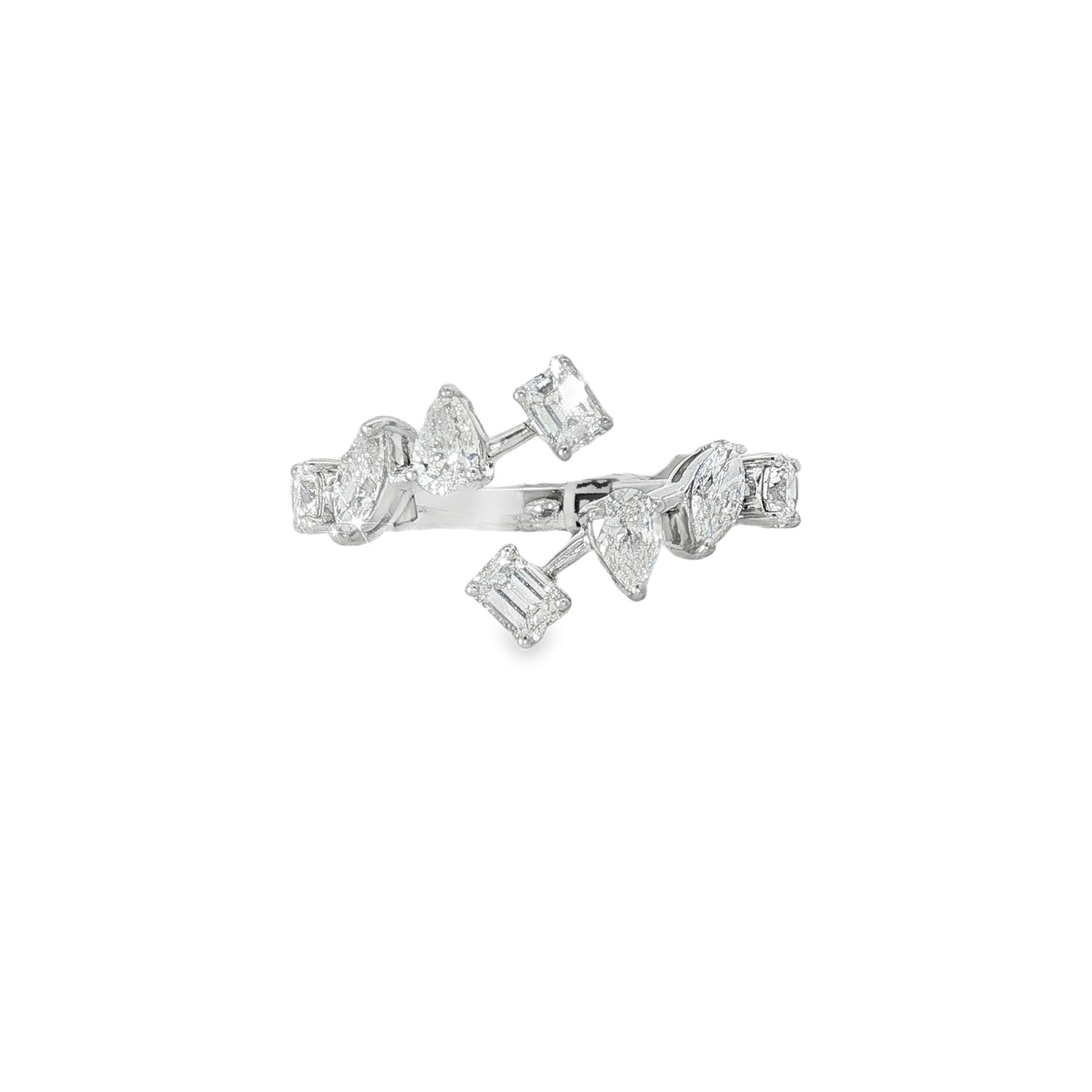 Scattered Mixed-Cut Diamond Open Ring front view