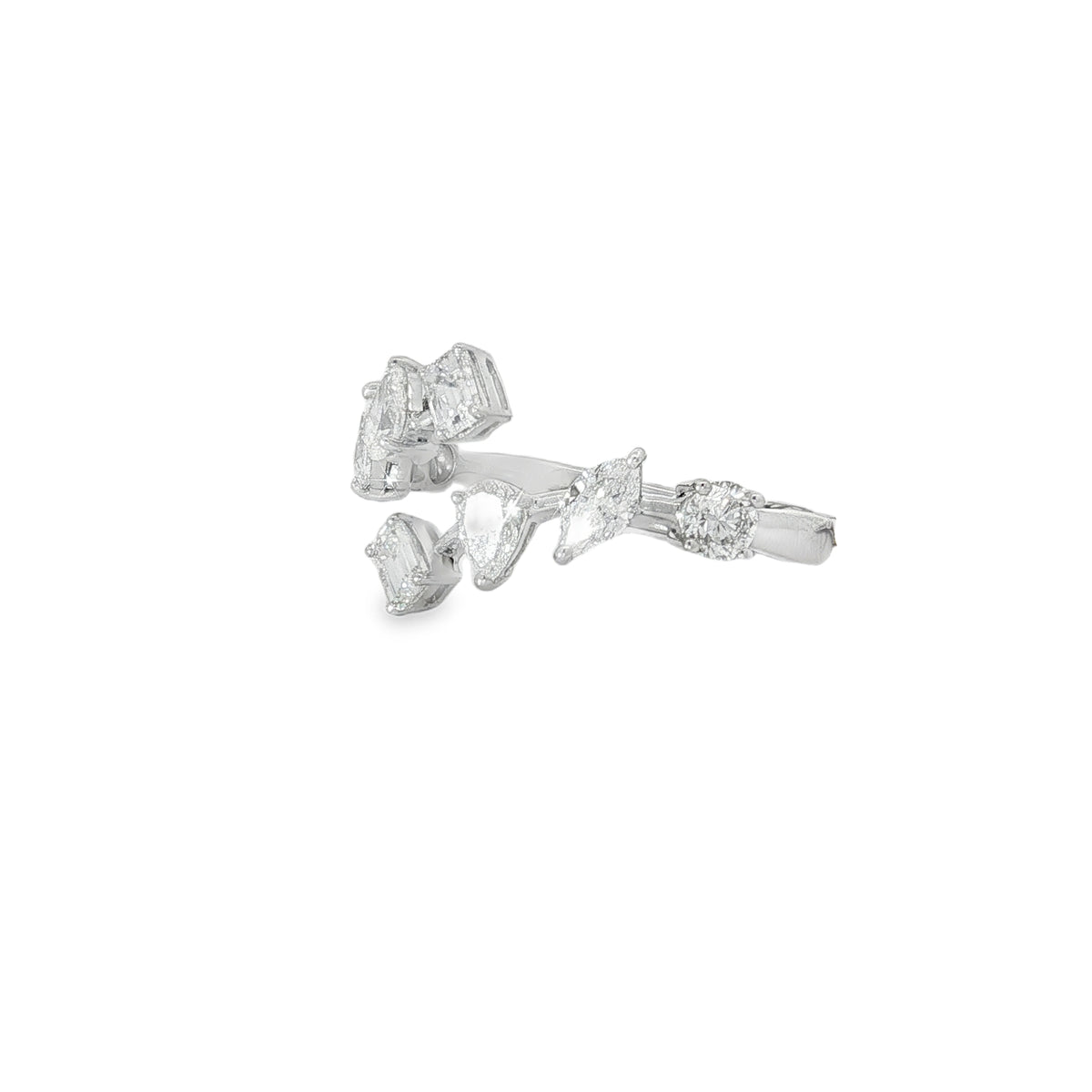 Scattered Mixed-Cut Diamond Open Ring angled view