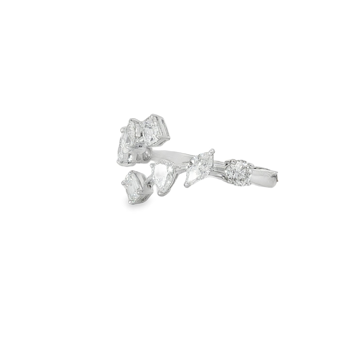 Scattered Mixed-Cut Diamond Open Ring angled view