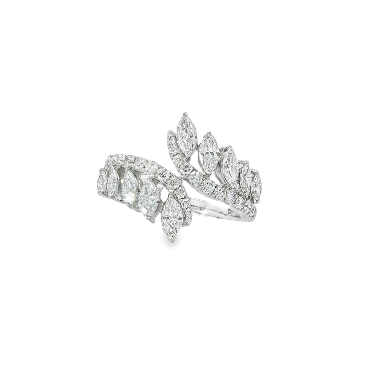 Marquise Diamond Leaf Open Ring front view