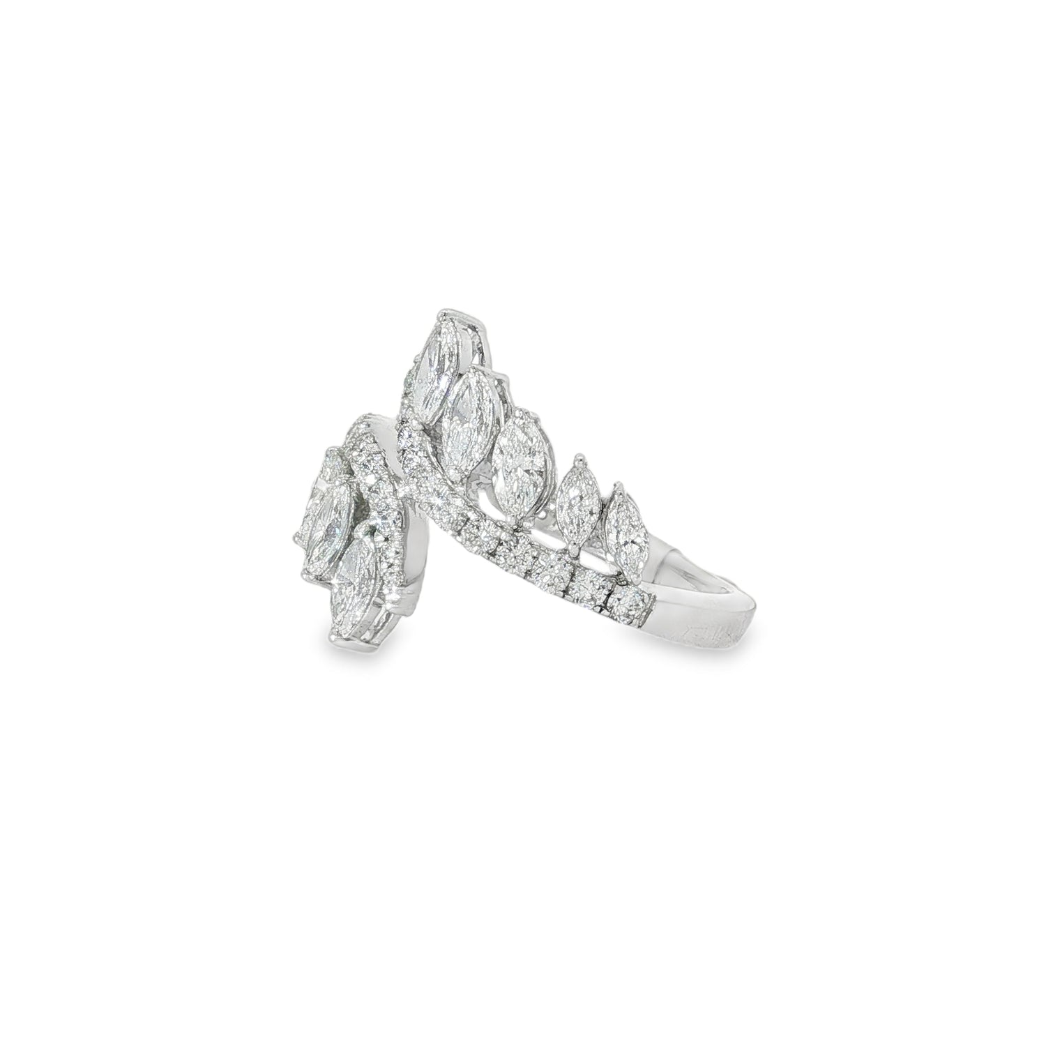 Marquise Diamond Leaf Open Ring angled view