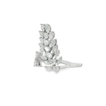Marquise Diamond Leaf Cluster Ring angled view