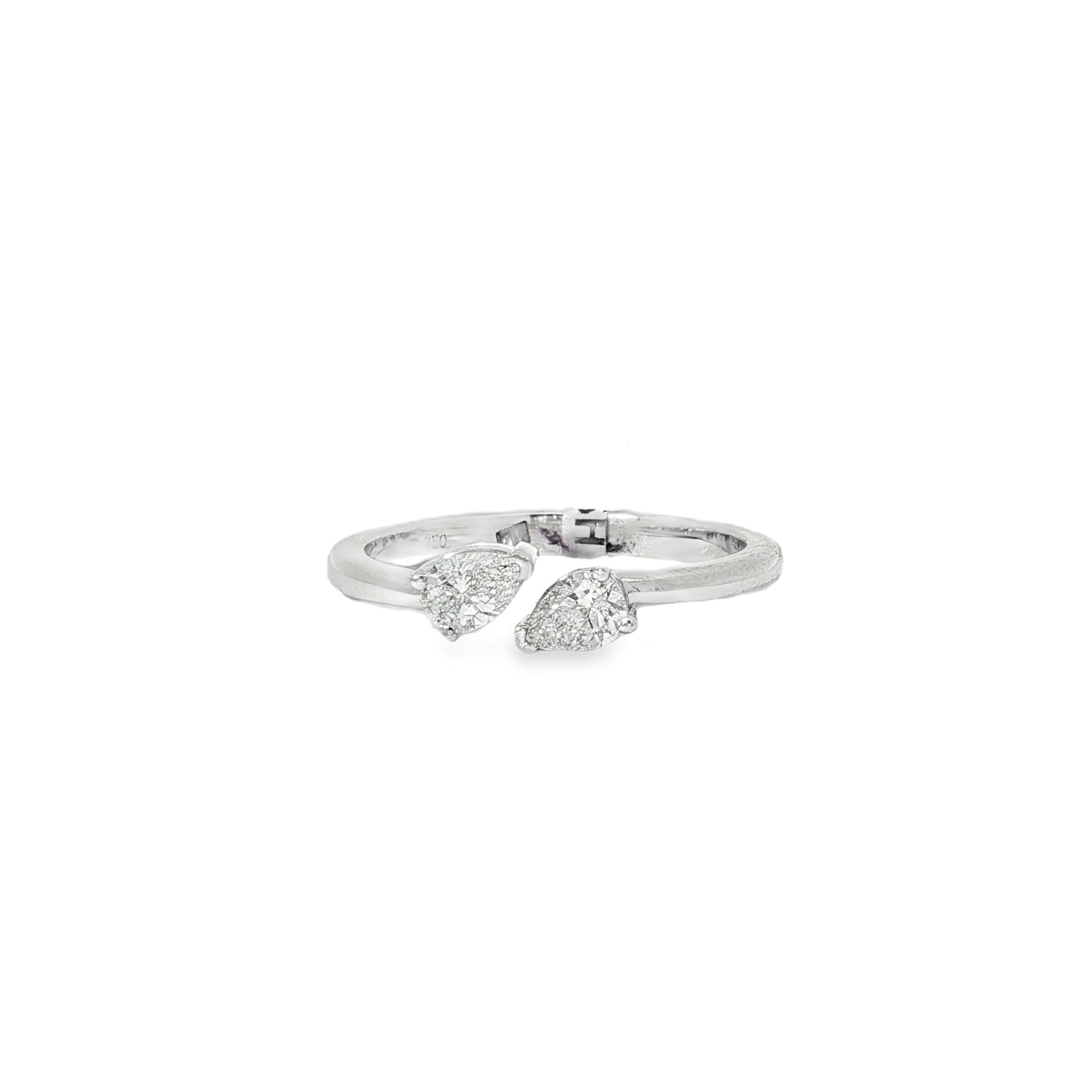 Pear Diamond Two-Stone Open Ring front view