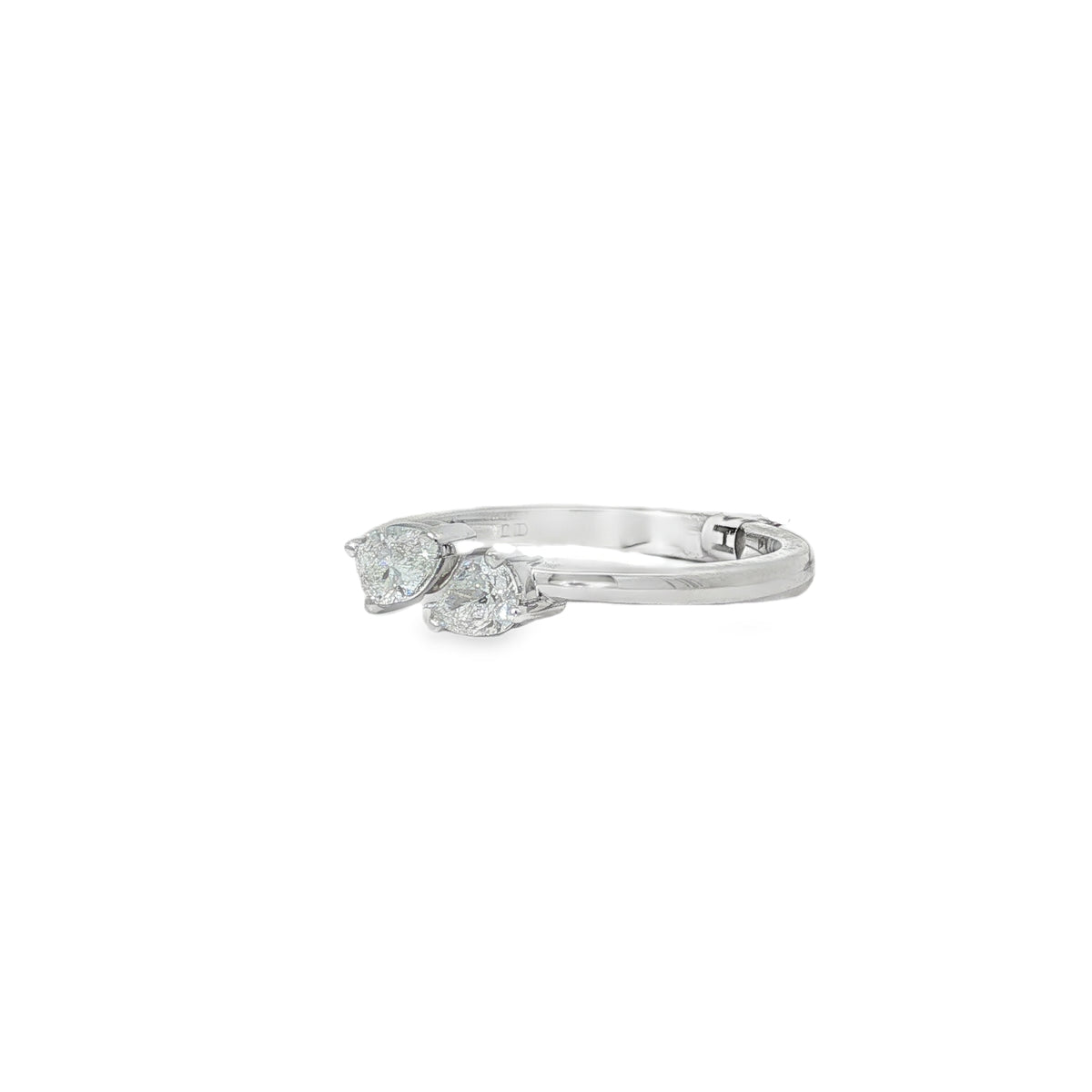 Pear Diamond Two-Stone Open Ring angled view