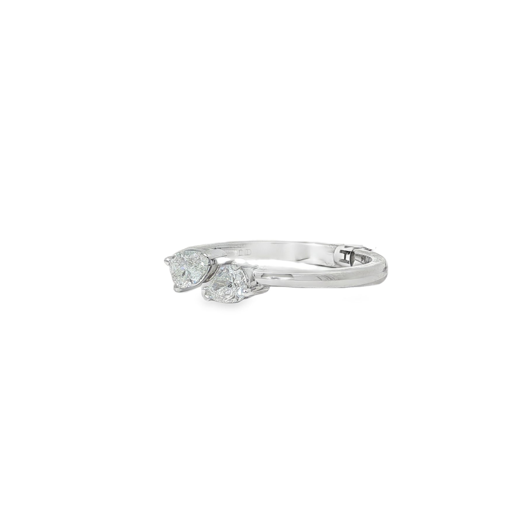Pear Diamond Two-Stone Open Ring angled view