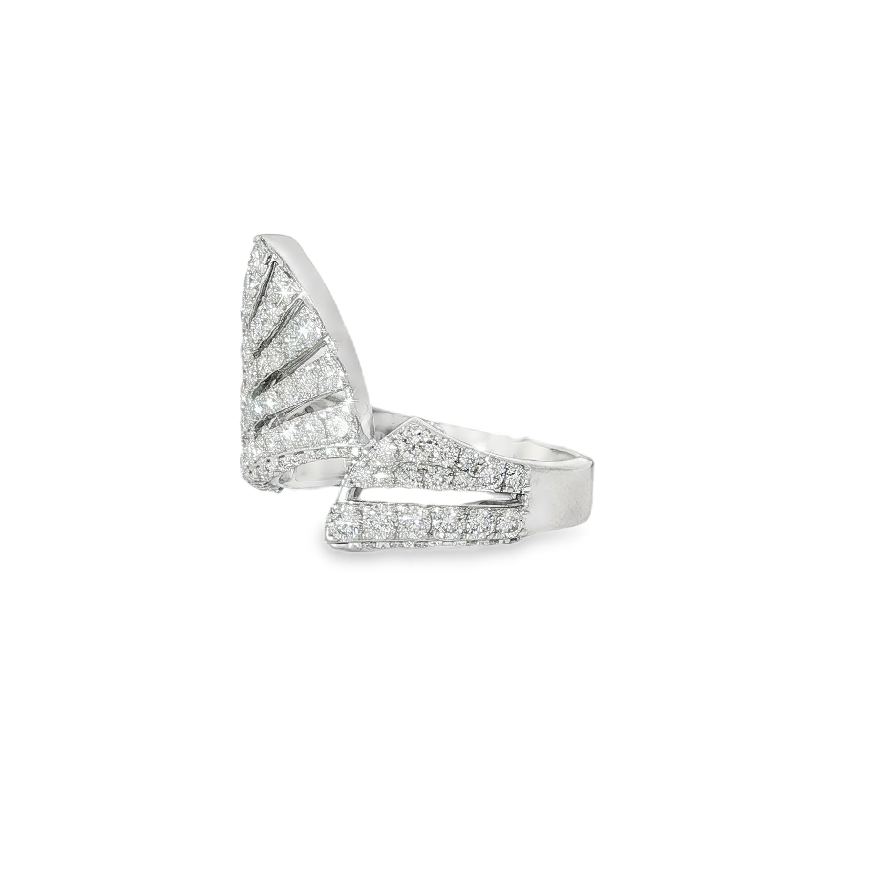 Pavé Diamond Fan Ring angled view