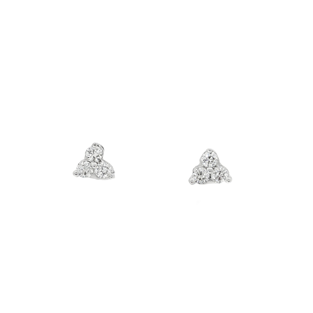 Tiny Diamond Triangle Stud Earrings front view