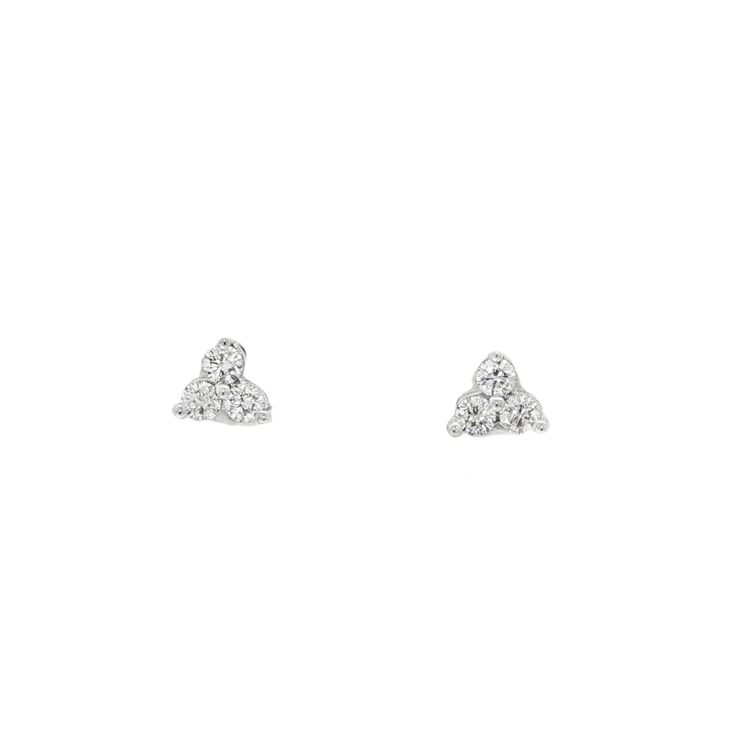Tiny Diamond Triangle Stud Earrings front view