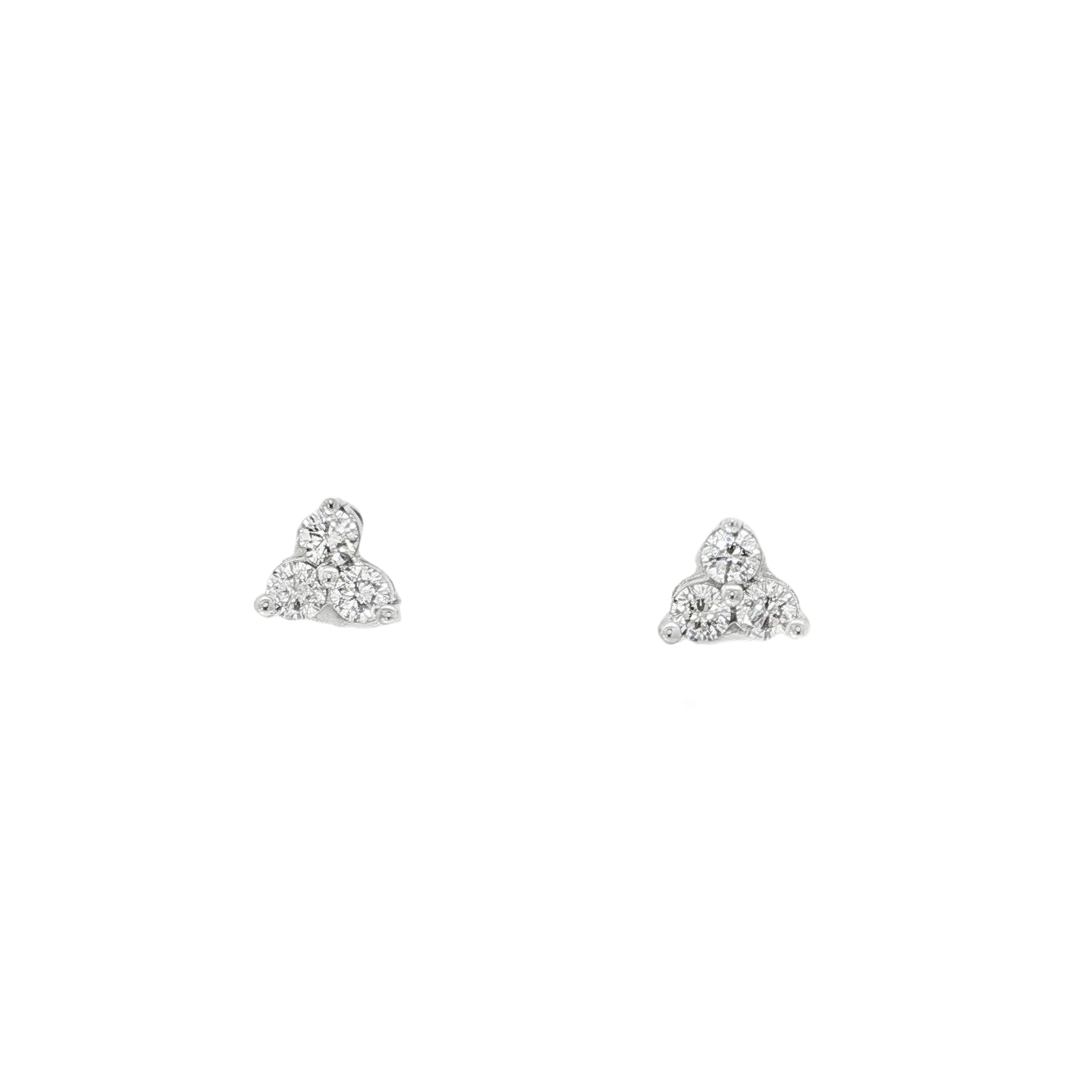 Tiny Diamond Triangle Stud Earrings front view