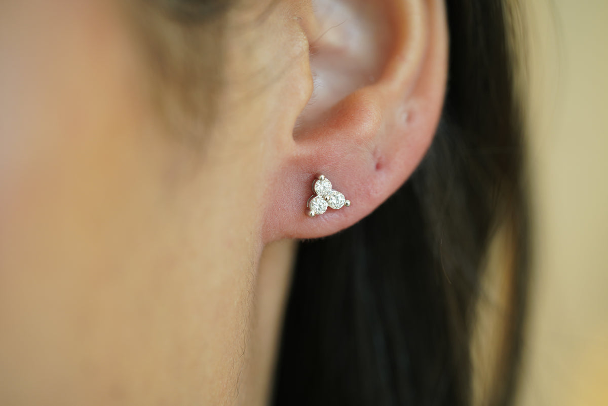 Tiny Diamond Triangle Stud Earrings - additional view