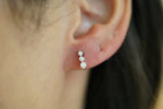 Three-Stone Diamond Bar Stud Earrings - additional view