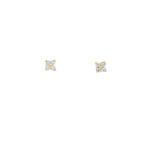 Diamond Flower Yellow Gold Stud Earrings front view