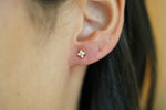 Diamond Flower Yellow Gold Stud Earrings - additional view