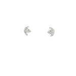 Diamond Crescent Stud Earrings front view