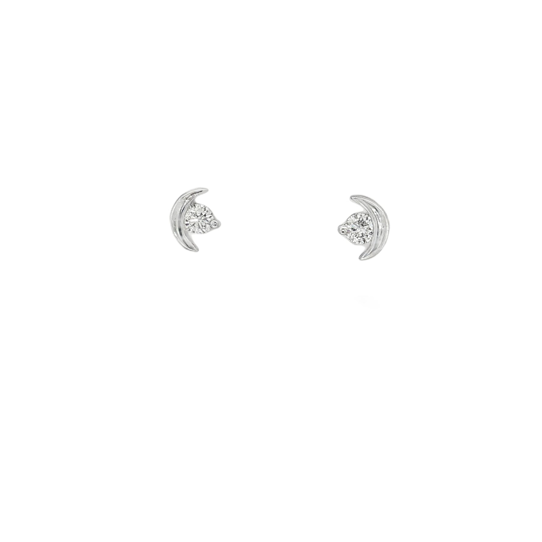 Diamond Crescent Stud Earrings front view