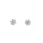 Floral Diamond Cluster Stud Earrings front view