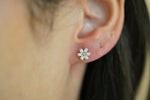 Floral Diamond Cluster Stud Earrings - additional view