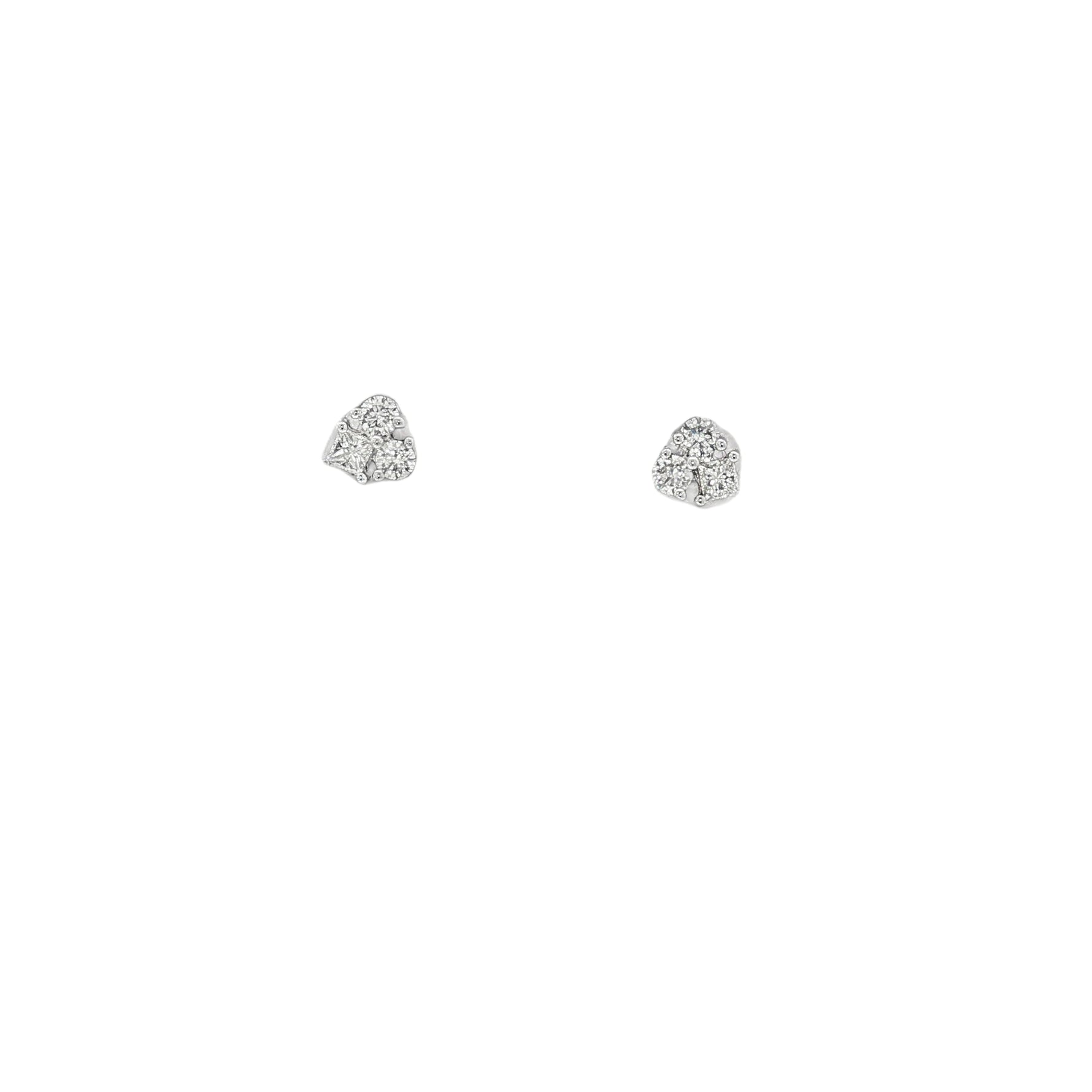 Diamond Heart Cluster Stud Earrings front view