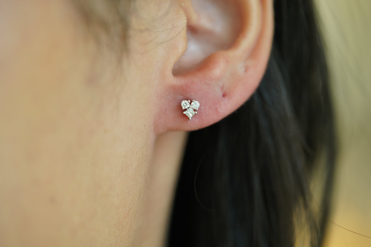 Diamond Heart Cluster Stud Earrings - additional view