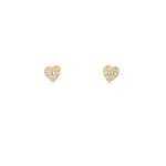 Diamond Heart Yellow Gold Stud Earrings front view