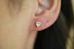 Diamond Heart Yellow Gold Stud Earrings - additional view