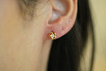 Beaded Flower Diamond Yellow Gold Earrings - additional view