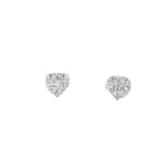 Baguette Diamond Heart Stud Earrings front view