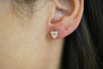 Heart Diamond Baguette-Row Stud Earrings - additional view
