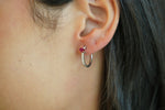 Ruby Marquise Accent Diamond Hoop Earrings - additional view