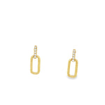 Diamond Link Yellow Gold Dangle Earrings front view