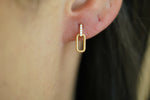 Sleek Diamond Link Yellow Gold Dangle Earrings - additional view