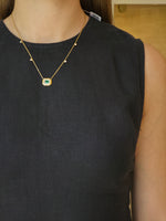 Emerald Octagonal Halo Yellow Gold Necklace - additional view