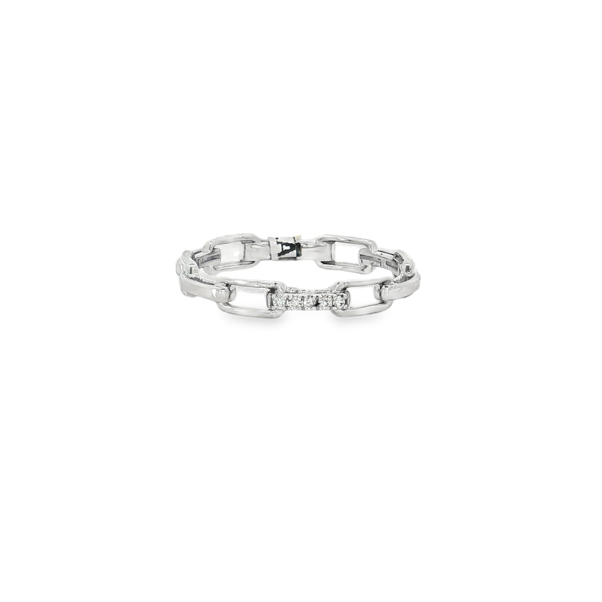 Diamond Chain-Link Rose Gold Ring front view