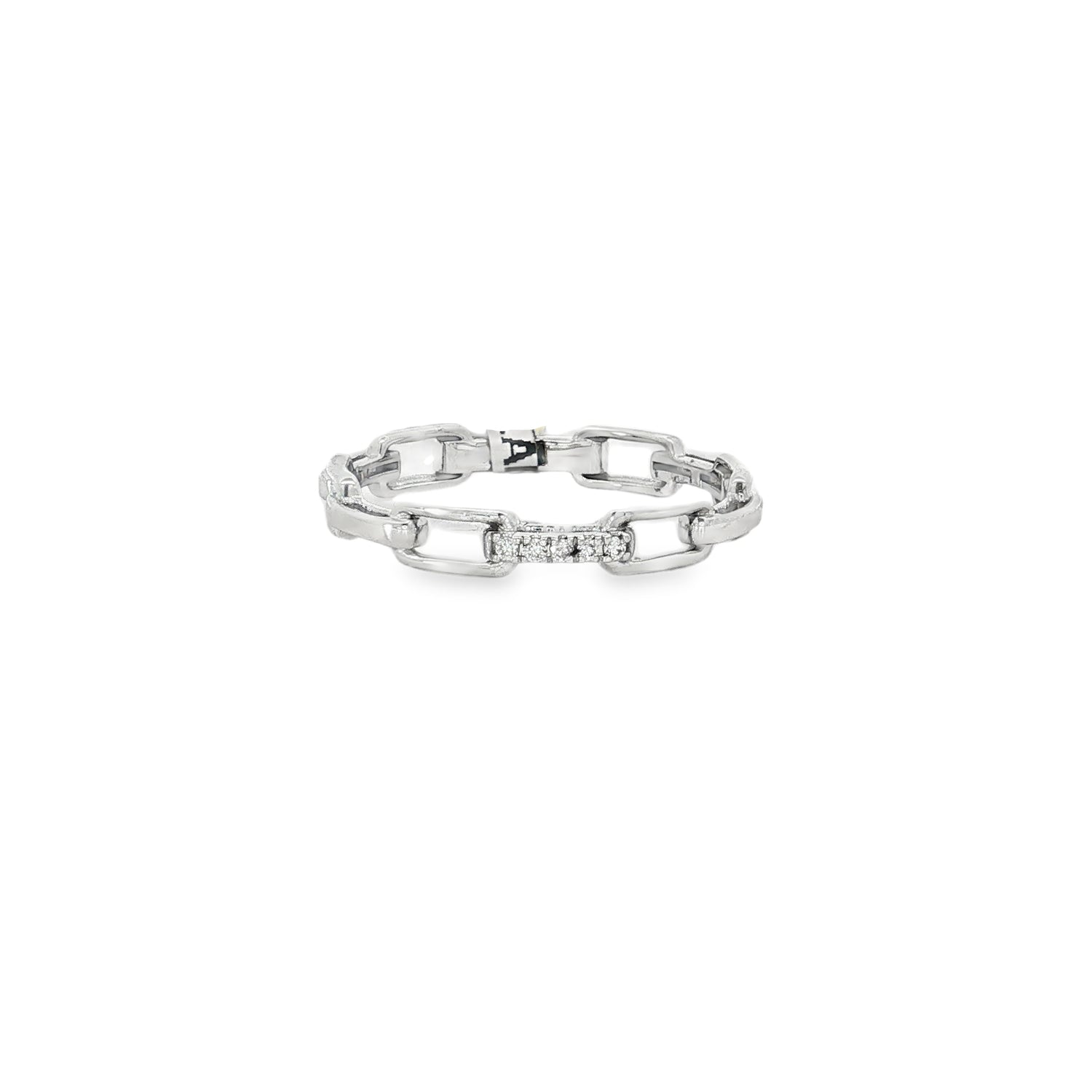 Diamond Chain-Link Rose Gold Ring front view
